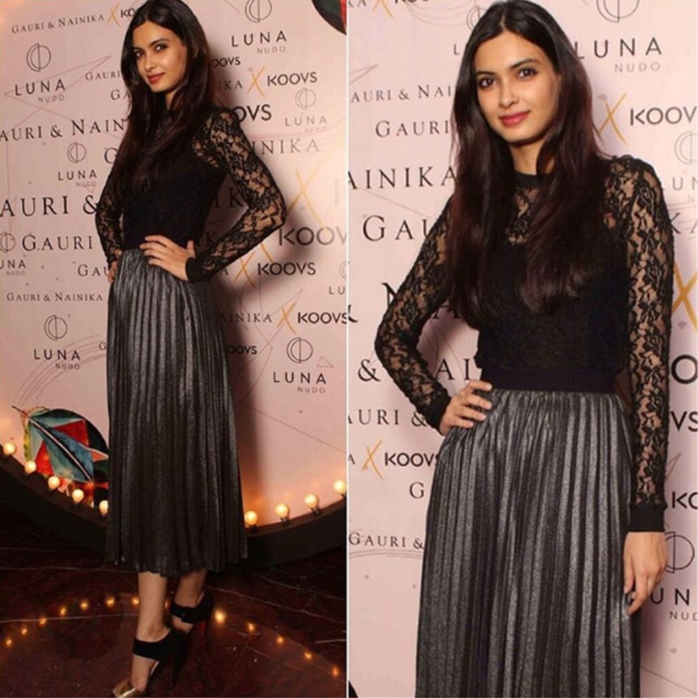 XS High Waist Metallic Pleat Skirt